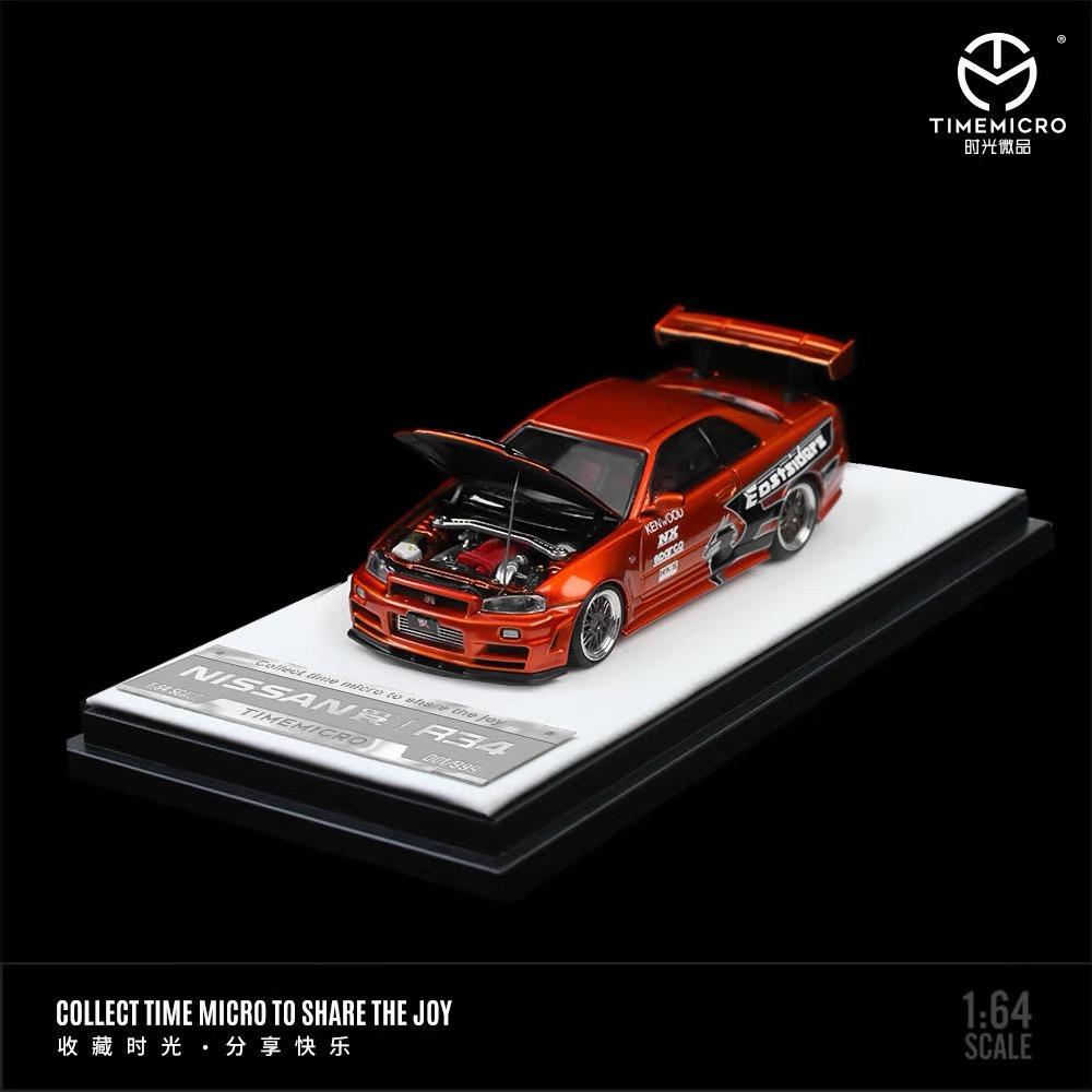 API5 TM 1:64 Nissan Gtr34 open lid series, die-cast alloy car model, for teenagers to play with, collect, display, boy s gift.