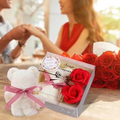 1Set Towel Bear Soap Flower Gift Box,Valentine's Day,Wedding,Mother's Day Christmas Gift Birthday Party Baby Shower Guest Favors