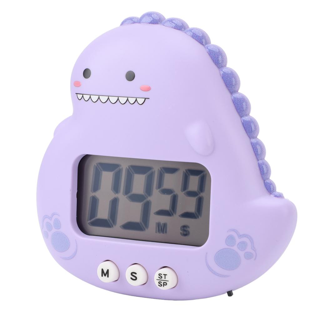 Cute Dinosaur Kids Timer Large LCD Display Loud Alarm Digital Kitchen Timer Magnetic Countdown Timer for Classroom Home