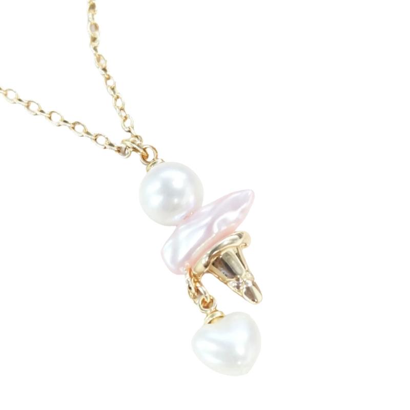 Premium Copper Alloy Ice Cream Pearls Necklace Resin Accent Sturdy for Daily Wear Fashion Accessory Sweet Charm