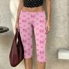 Women’s Polka Dot Print Milk Silk Capri Pants High Waist Stretchy Slim Fit Elastic Waistband Lightweight Casual Trousers for Daily Wear