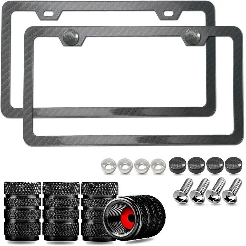 1/2pcs Car 30*15CM License Plate Frame Carbon Pattern Plastic License Plate Frame Bracket with Standard Screw Kits