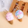 1PC Kids Kawaii Simulated Plush Ice Cream Cone Keychain Creative Cute Food Keyring Couple Key Holder Bag Pendant Decoration Toys