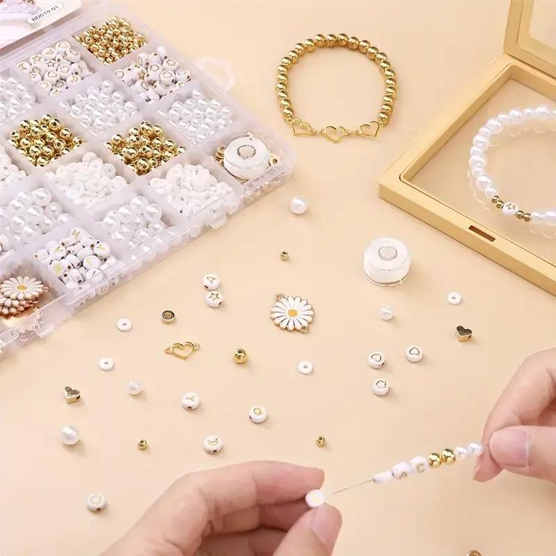 Artificial pearls Clay Beads Bracelet Making Kit Polymer Clay Beads Kit with Charms for Jewelry Making Crafts Birthday Gifts