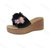 Modische Keilabsatz Freizeit-Slipper für Damen 2025 Sommer Neu Mode Blume Designt Fischmaul Dicke Sohle Offene Zehen High Heel Sandalen