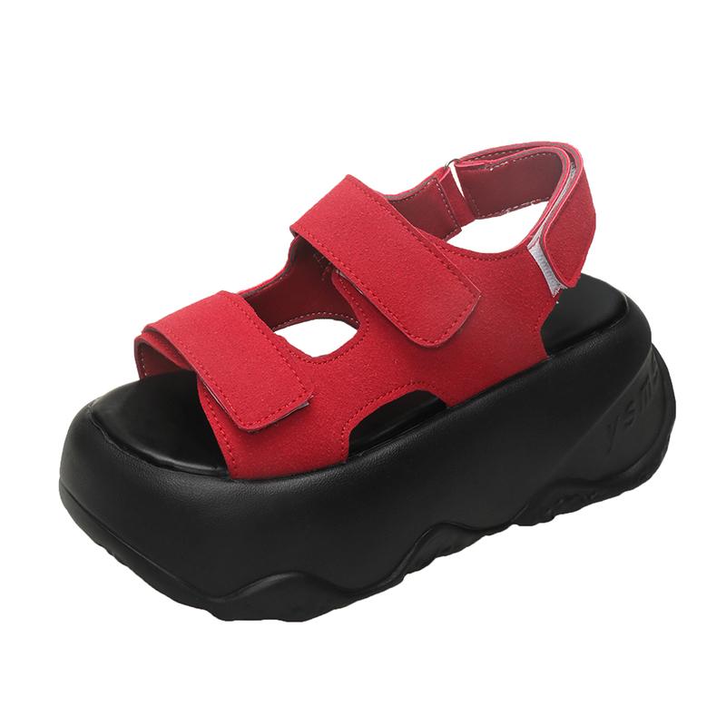 Fashion Women's Hook&Loop Sandals Luxury Fashion Ladies High Platform Casual Beach Slippers Summer 8CM Heels Thick Bottom Sandalias