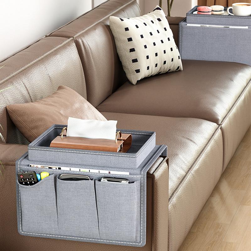 Soffförvaringsväska Vardagsrumssoffa Armstödsorganisatör För TV-fjärrkontroll Mobiltelefon Hängande Kaffekopp Pappersnäsduksförvaringsbricka