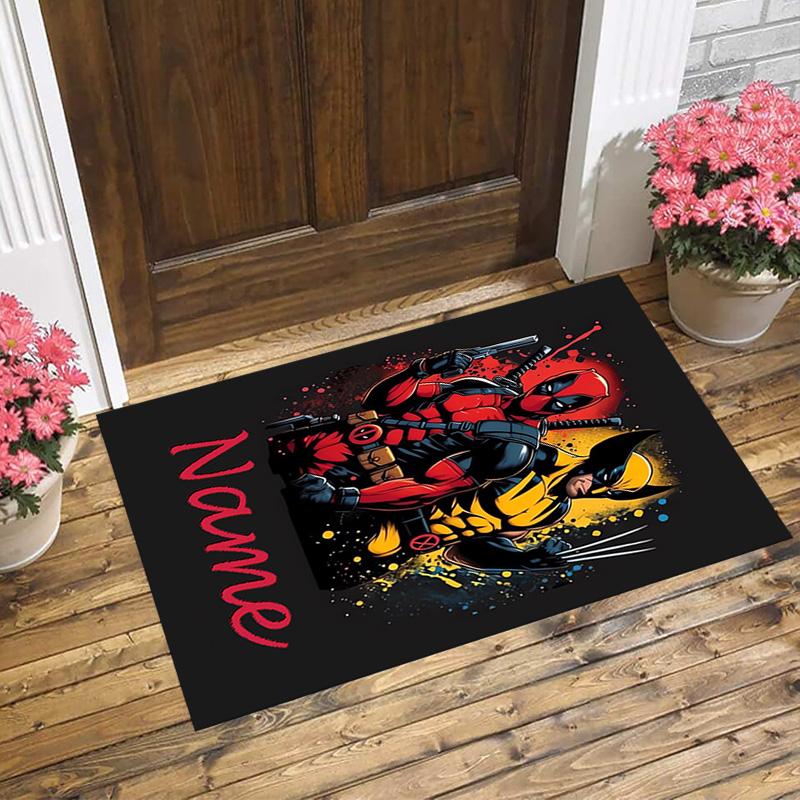 Personalized Name Wolverine Deadpool Living Room Non-Slip Area Rug Soft Carpet for Bedroom Kids Playroom Sofa Office Home Decor Doormat