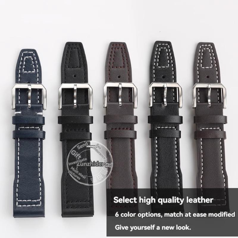 Für IWC Flieger Kleiner Prinz Mark 18 Serie Bronze Spitfire Fighter Armband 20mm 21mm Rindsleder Armband Herren Kalbsleder Armband