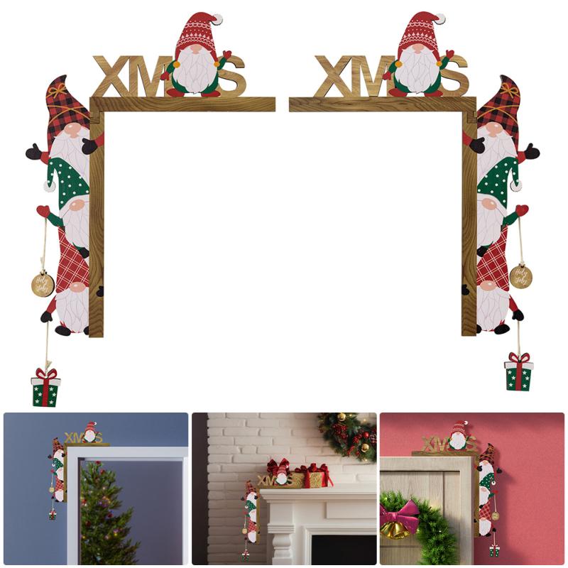 

Рождественские дверные рамы, украшения для вывесок, деревянные домашние дверные угловые украшения для домашних дверей, окон