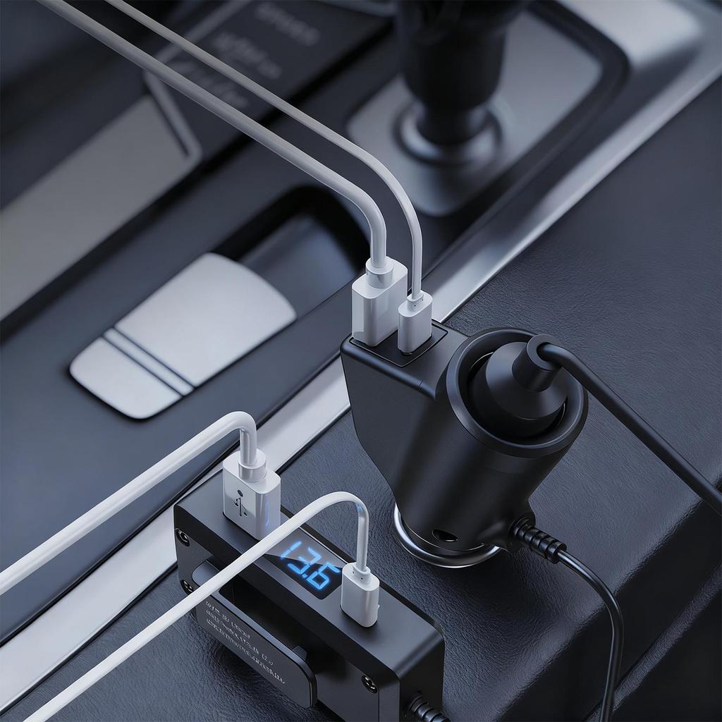 Car Charger Adapter Digital Display QC3.0 PD Car Cell Phone Charger For Vehicles Truck RV Sedan Automotive Smartphone Tablets