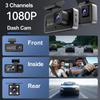1080P DVR Dash Camera Front & Inside & Rear Camera Driving Recorder with 2 Inch IPS Screen 170 Degrees