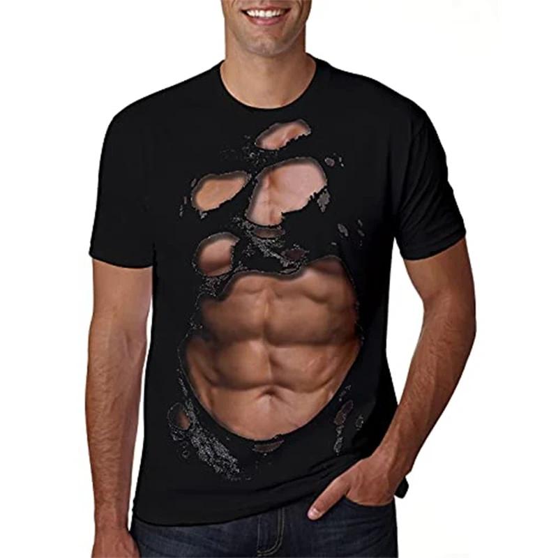 Sexy,Funny,Unrestrained Pattern Printed Men's T-shirt With Street Elements Round Neck Fashion Plus Size