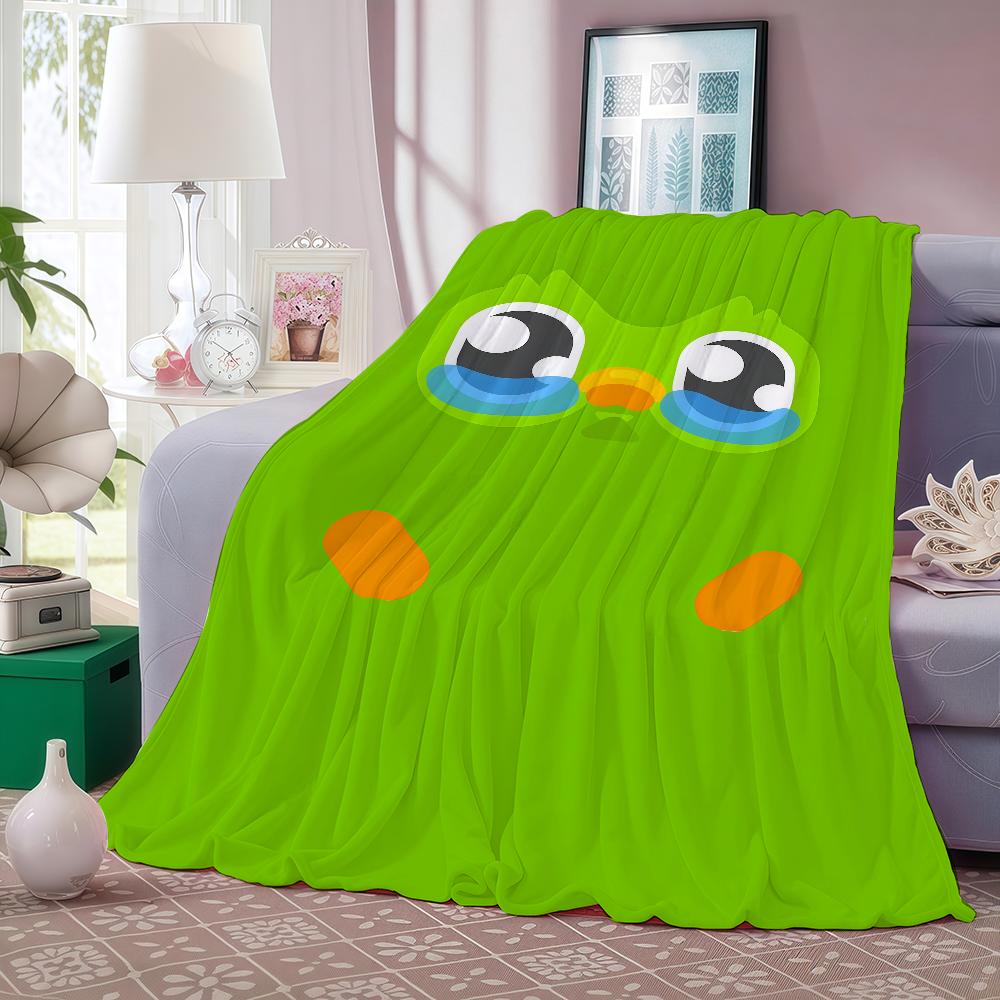 Kreskówka Edukacyjna Koc D-Duolingo Ciepły I Miękki Odpowiedni Do Sypialni Salonu Sofy Łóżka Biura Podróży Kempingu