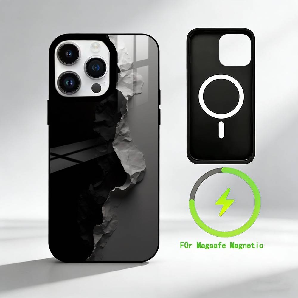 

T-Tearing paper art Phone Case For iPhone 17 16 15 14 13 12 Pro Max Plus for Mirror Wireless Magnetic Cover iPhone14Plus
