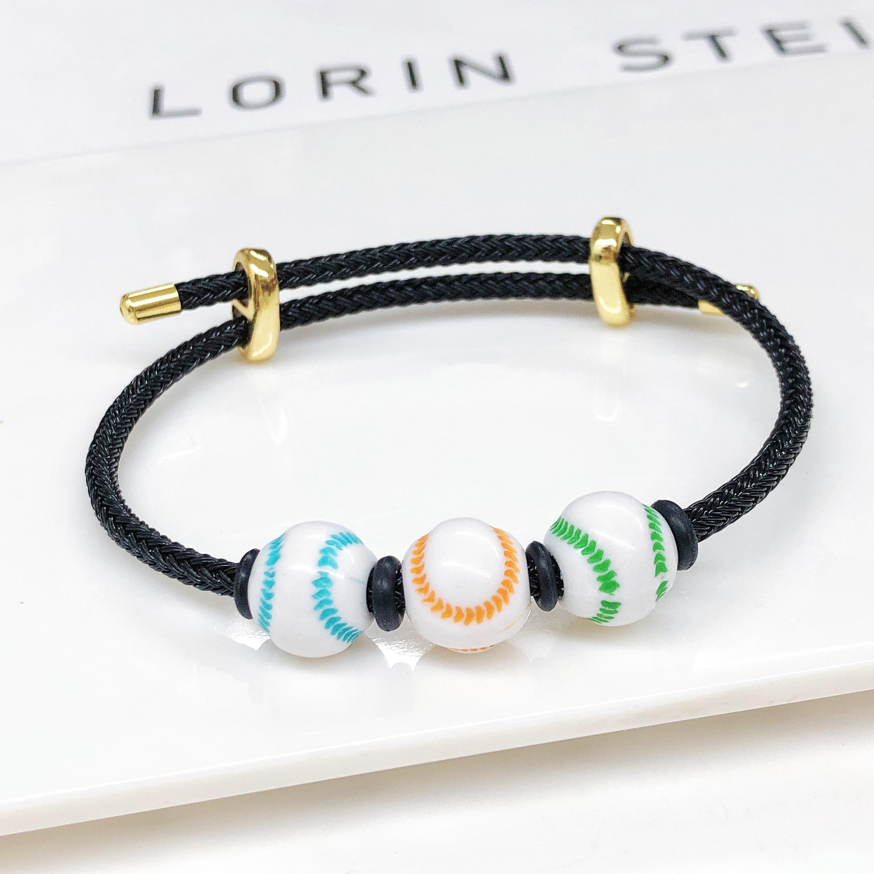 

New Sports Ball Beaded Bracelet Adjustable Wrist Football Basketball Baseball Tennis Zircon for Men Women Teen Fashion Gift