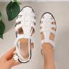 Roman sandals women's summer new soft-soled woven one-word buckle retro bag head women's sandals