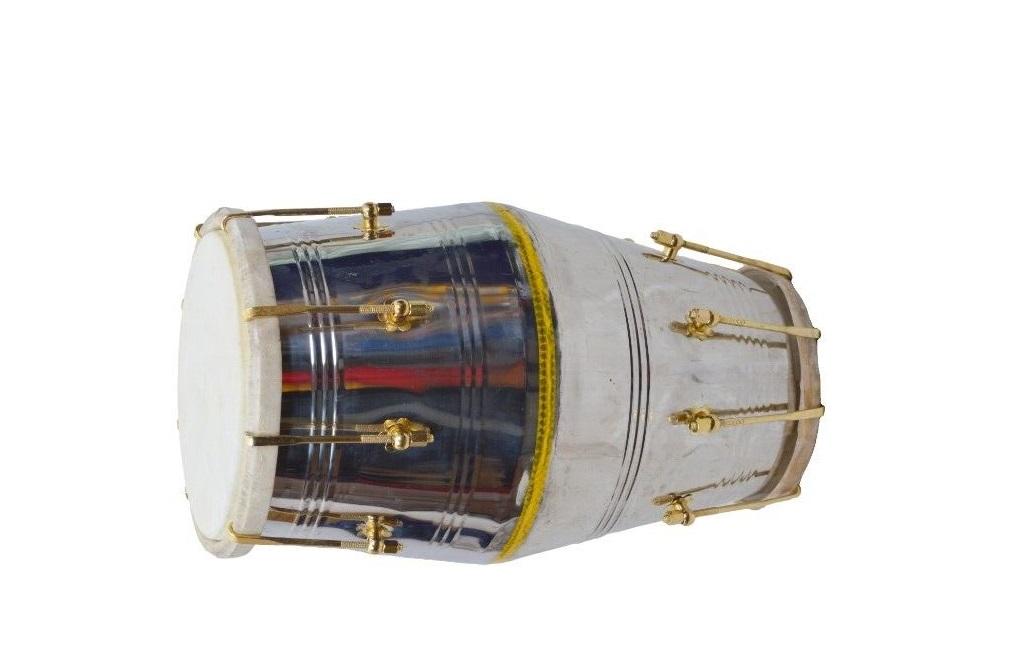 Indian Traditional Folk Musical Instrument – Steel Nut & Bolt Dholak with Cover
