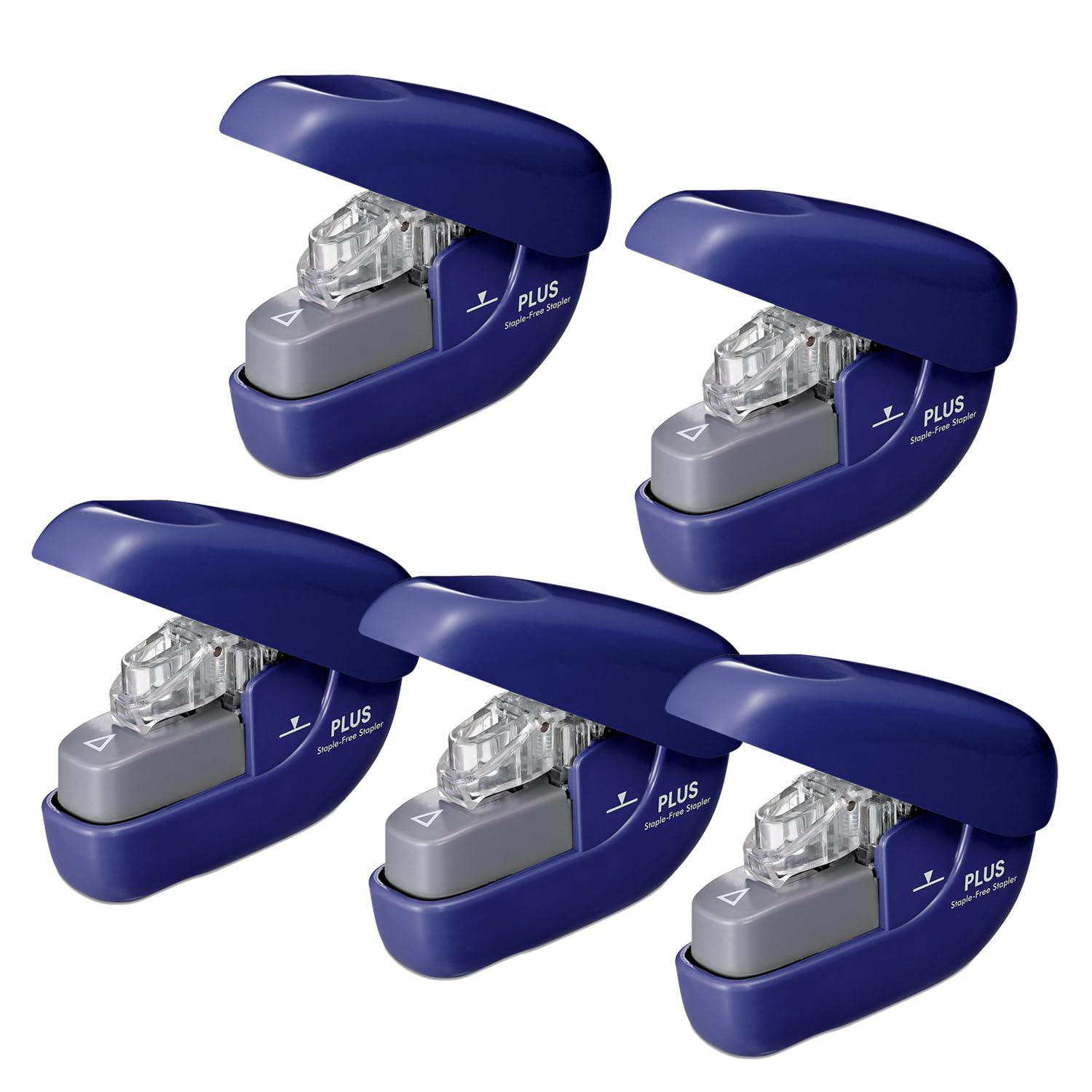 Plus Paper Clinch Stapleless Stapler Set of (Blue, 5) синий