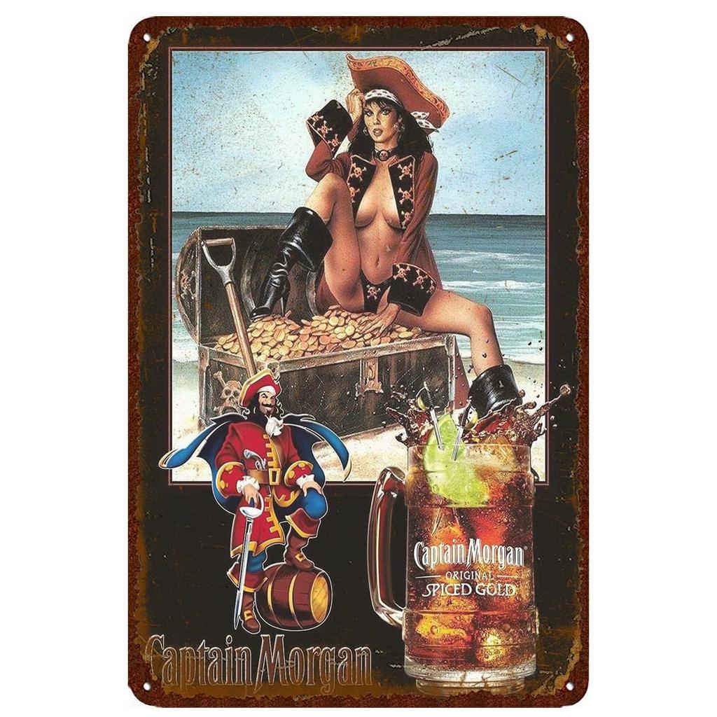 Segni Metallici in Latta Birre Captain Morgan Poster da Parete Targhe Segno Decorazione Pittura in Ferro Vintage per Garage Caffetteria Man Cave Club Bar