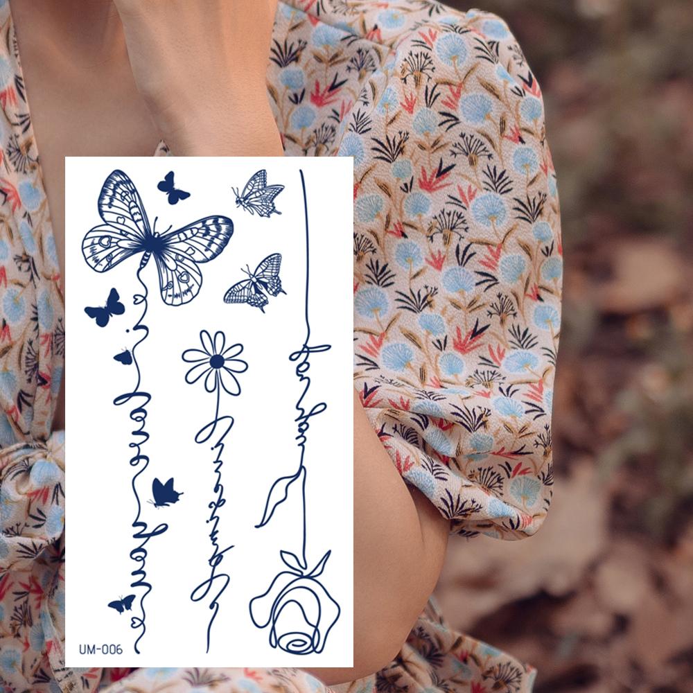 1 Sheets Semi Permanent Realistic Waterproof and Removeable Herb Tattoo Women's Back Tattoos Long Lasting