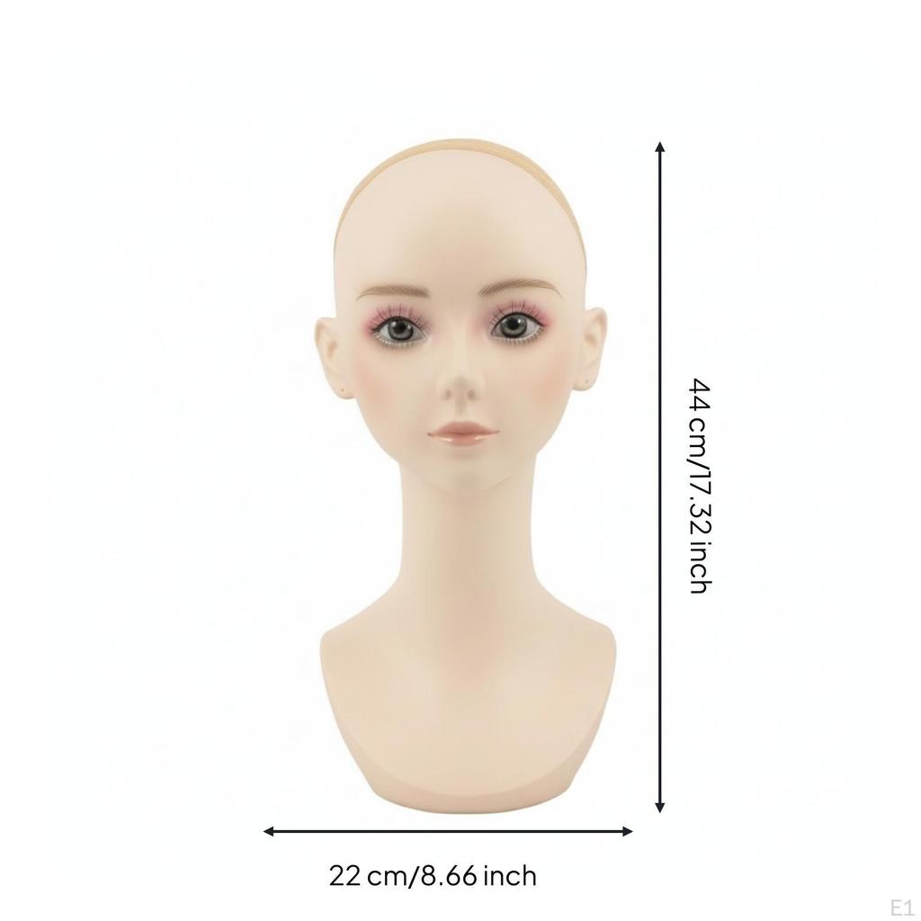 Mannequin Head with Shoulders Realistic Manikin Matte Hairpiece Display Bust for