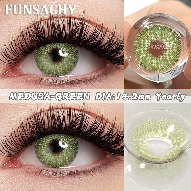 FUNSACHY 1 Pair Korean Lenses Colored Contact Lenses for Eyes Natural Round Black Brown Lens Beautiful Pupil Color Eye Contacts