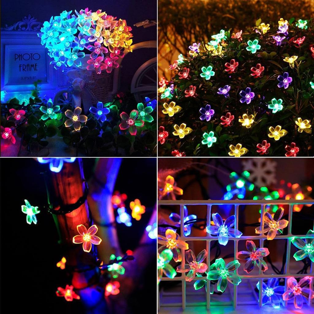 100/50/20LED Solar Powered Cherry Blossom Fairy Lights, Auto on/Off Waterproof Outdoor Garden Decor for Wedding Valentine’s Day Gift