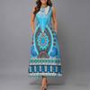 Women Oversized Sleeveless Crew Neck Dress Soft Watercolor Floral Loose Mid Calf Gown