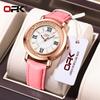 OPK 8611 Fashion Quartz Watch for Lady Diamond Bezel Leather Strap Waterproof Luminous Original Women's Dress Wristwatch