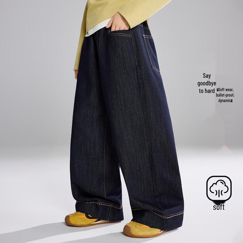 ASK JUNIOR Girls' Loose Straight-Leg Denim Jeans