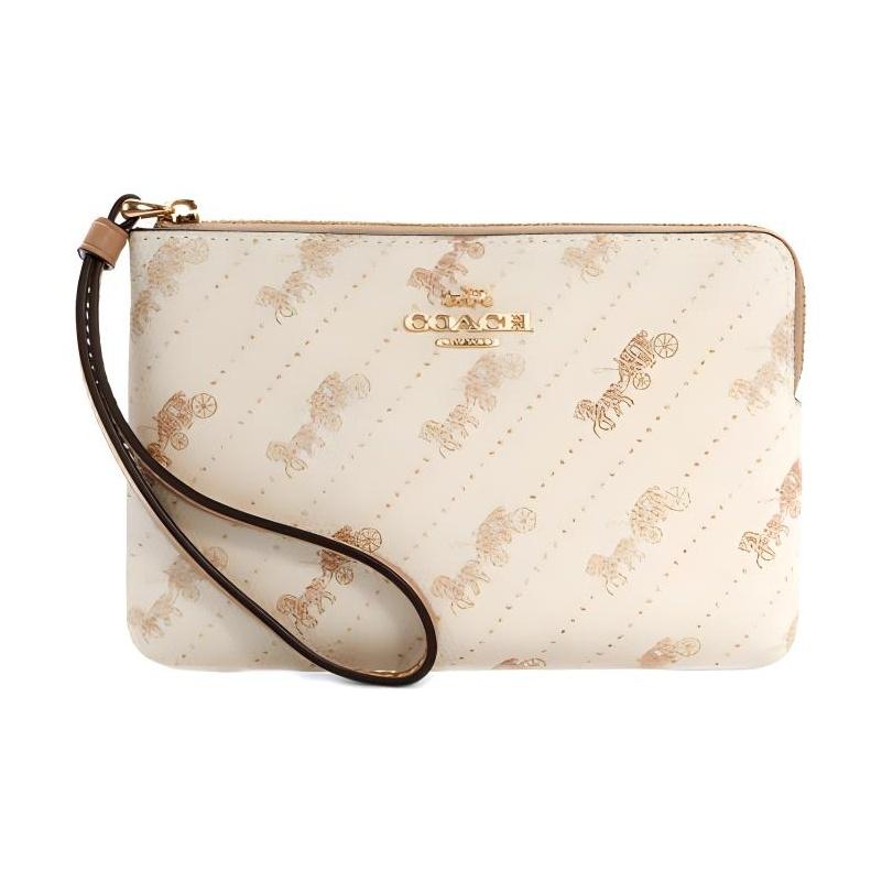 

Coach Corner Zip 16 Monogram Print Coated Canvas And Leather Wristlet Women Wristlet Off-White C4466-IMM6H Basic Set (Bag+Dust Bag)