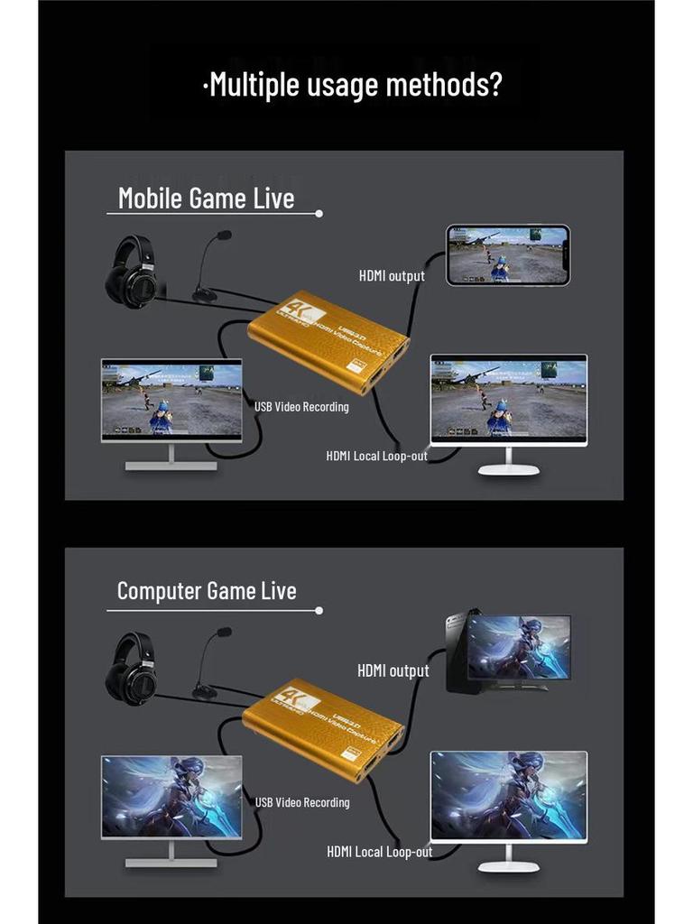 USB 3.0 HDMI HD Video Capture Card for Mobile and PC Gaming, Live Streaming, Recording, 2131 Chip Compatible HDTV Capture