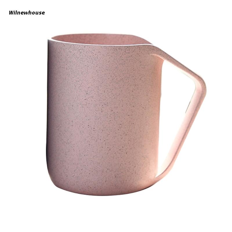 F63A Wheat Straw Plastic Coffee Cups Mug with Handles Dishwasher Microwave Safe Unbreakable Lightweight Eco-friendly BPA