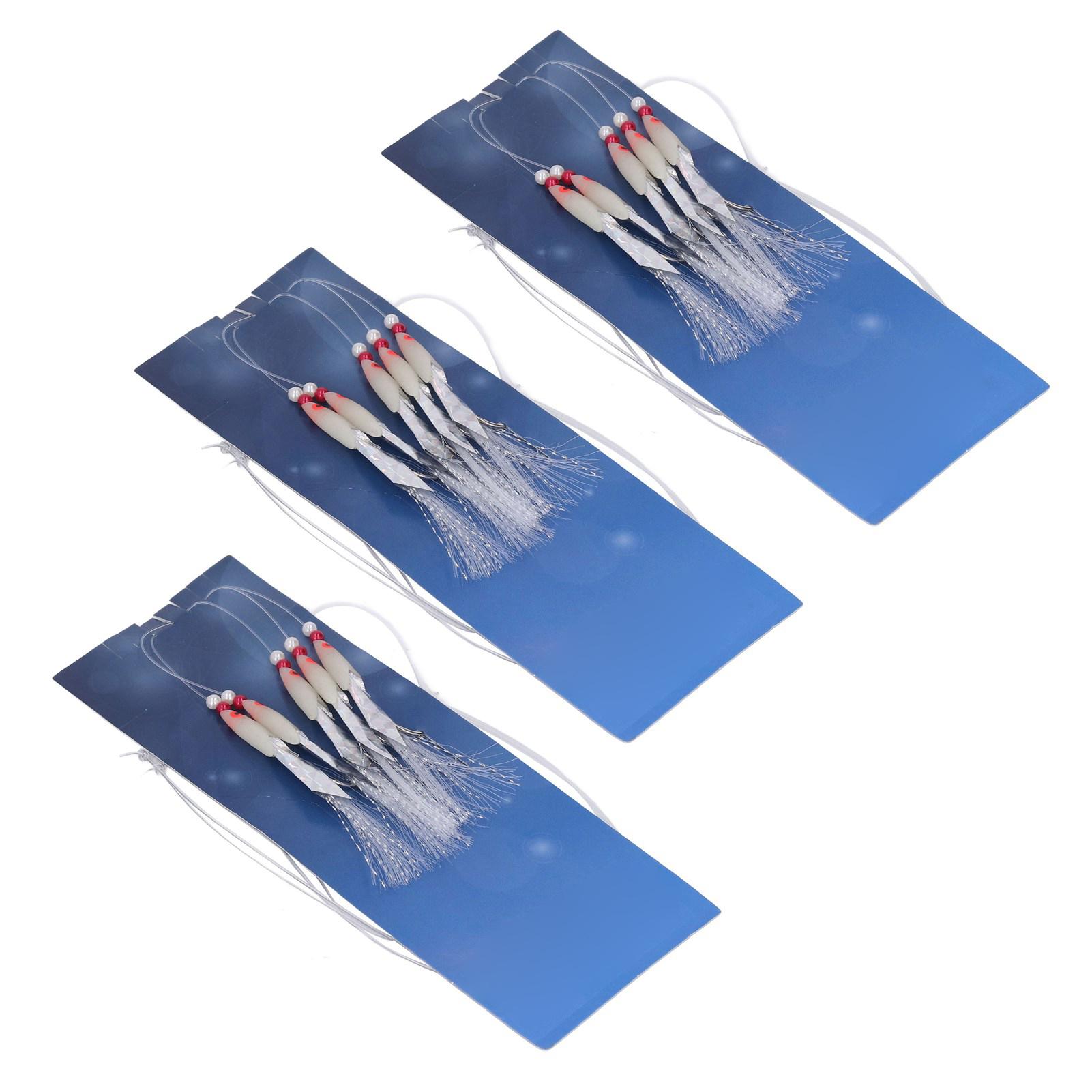 

3 набора рыболовных крючков Рыболовная нейлоновая леска Набор светящихся крючков из нержавеющей стали для пресной воды