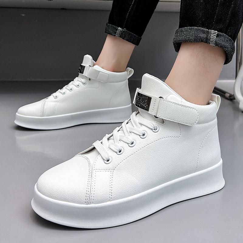 Fashion White High Top Skateboard Shoes Men Leisure Leather Platform Designer Sneakers For Men Fashion Casual Flat Men's Sports Shoes