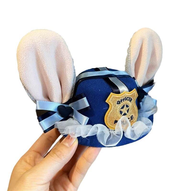 Rabbit Police Officer Hat Children'S Cos Cartoon Rabbit Ears Headdress Girls Lolita Skirt Decoration Cute Judy Hat