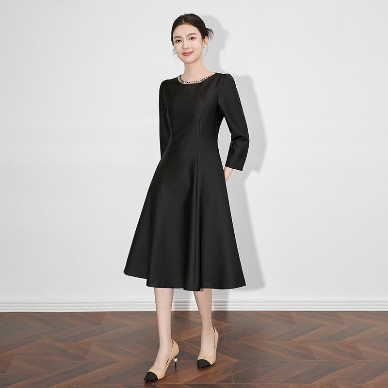 Elegant A-Line Evening Dress with Nail Beading and High-End Luster for Women