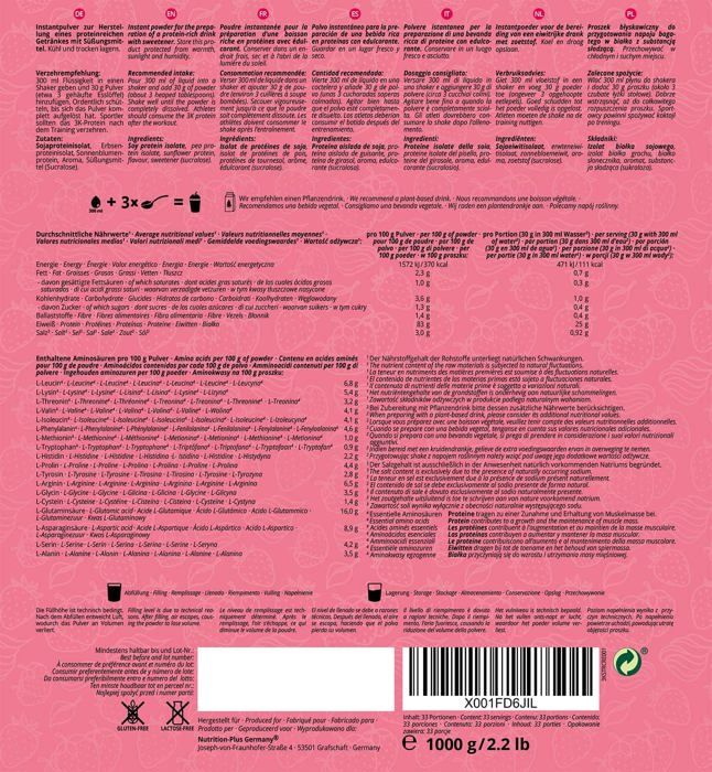 Nutri+ shape & shake 3k protein - poudre de protéines végétaliennes - crème fraise - proteines - 1000g