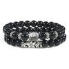 Herren Retro Obsidian Perlenarmband - Trendiges, Nischen-Design für Glück.