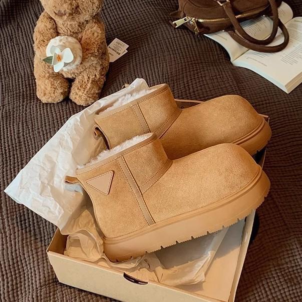 

Grape mother winter new kapibara cute big round head plush warm cotton shoes women s height-increasing fluffy snow boots 35 верблюд