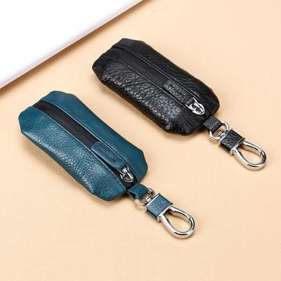 Sac pour clés de voiture en cuir véritable Couleur unie Organisateur Porte-clés Pochette à clés créative