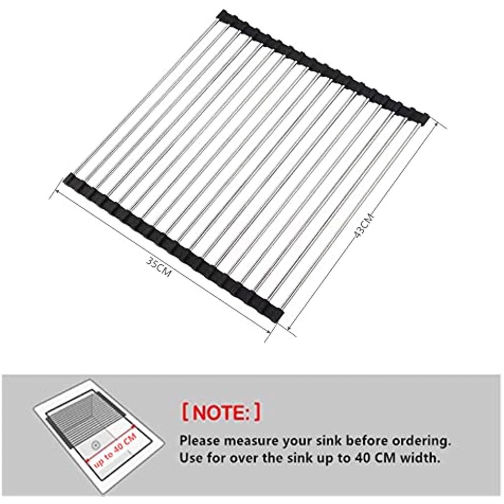 Sink Drainage Stand Drainage Rack Folding And Removable Drying Roll Top Sink Stainless Steel Washbasin Basket Drainage Net 43CM*35CM