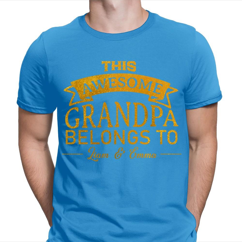 This Awesome Grandpa Belongs To Personalised Fathers Day Birthday T Shirt 2T1A1
