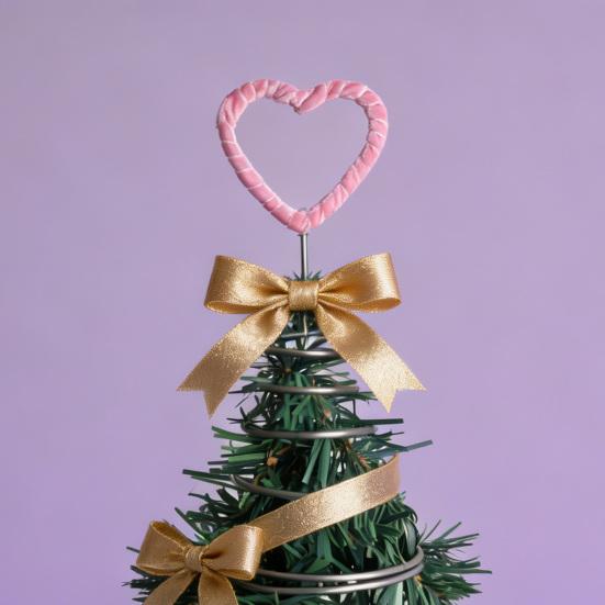 Valentine's Day Heart Tree Topper Pink Velvet Heart Tree Topper Ornament for Home Wedding Holiday Party Supplies