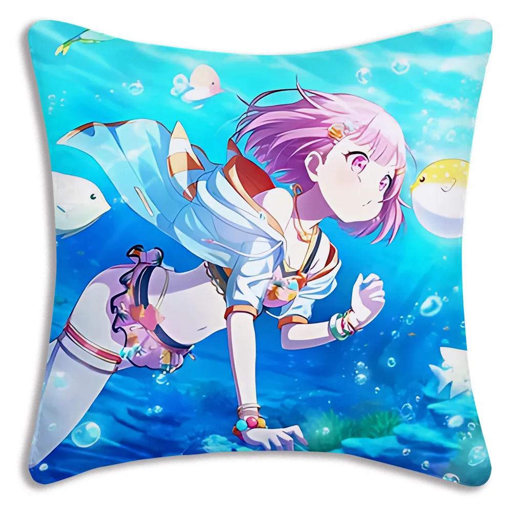 Game Manga Anime Otori Emu Chibi Pillow Covers Cartoon Sofa Decorative Home Double-sided Printing Short Plush Cute Cushion Cover