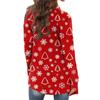 Damenmode Lässiger Weihnachtsdruck Mittellanger Cardigan Mantel