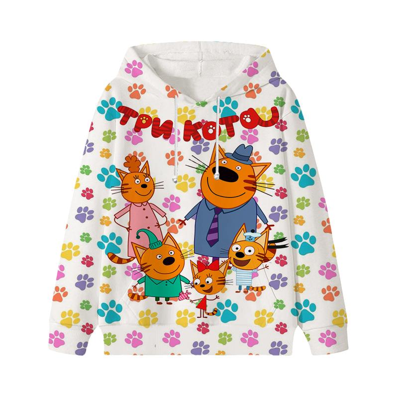 

Толстовка с капюшоном Three Kittens E-cat Family для детей, милая детская осенняя толстовка с рисунком манги, детская одежда для девочек и мальчиков, толстовки с капюшоном 100 зелёный