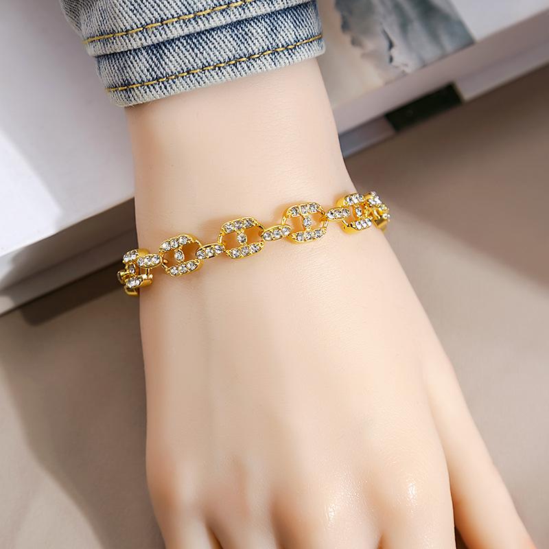 Personalized Geometric Diamond Bracelet Fashion Roman Style Full Diamond Bracelet Everything Temperament Bracelet