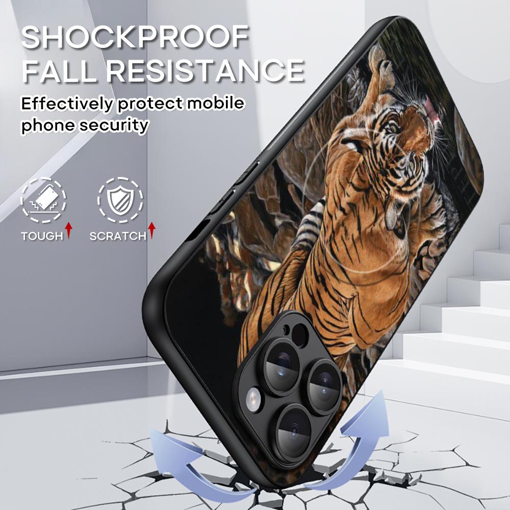 Japanese Tiger Art fashion design Phone Case For iPhone 16 15 14 13 12 11 Plus Pro Max  High-end Luxury Magsafe Sheepskin